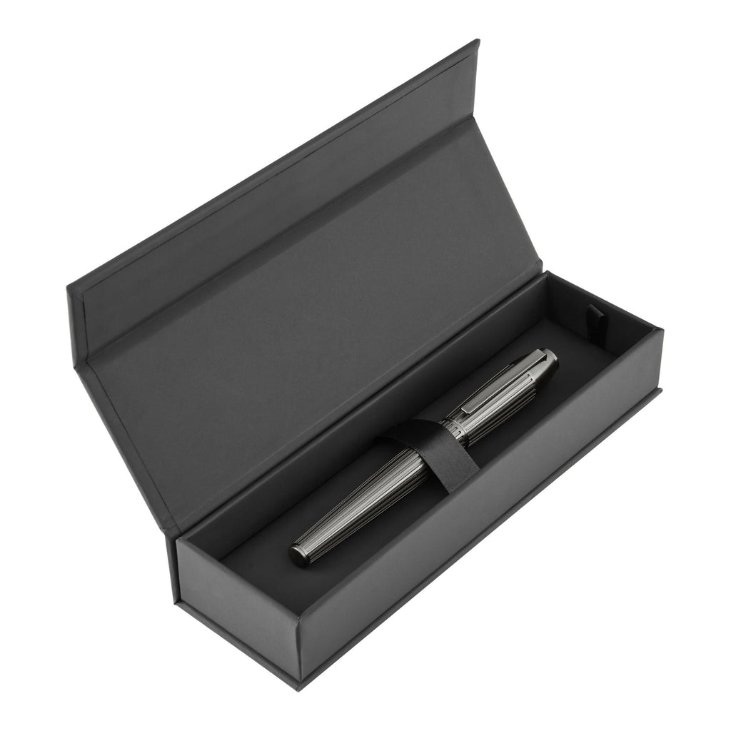 Black pen box with a silver pen from HUGO BOSS
