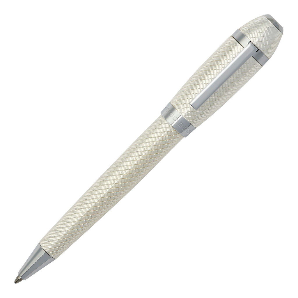 HUGO BOSS Ballpoint pen Arc Futurist Silver with engraved pattern