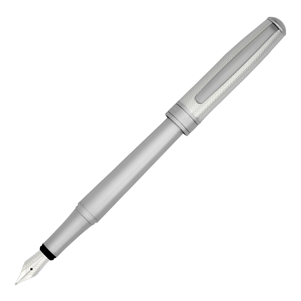 Iconic writing instrument HUGO BOSS Silver Metal Fountain pen Essential