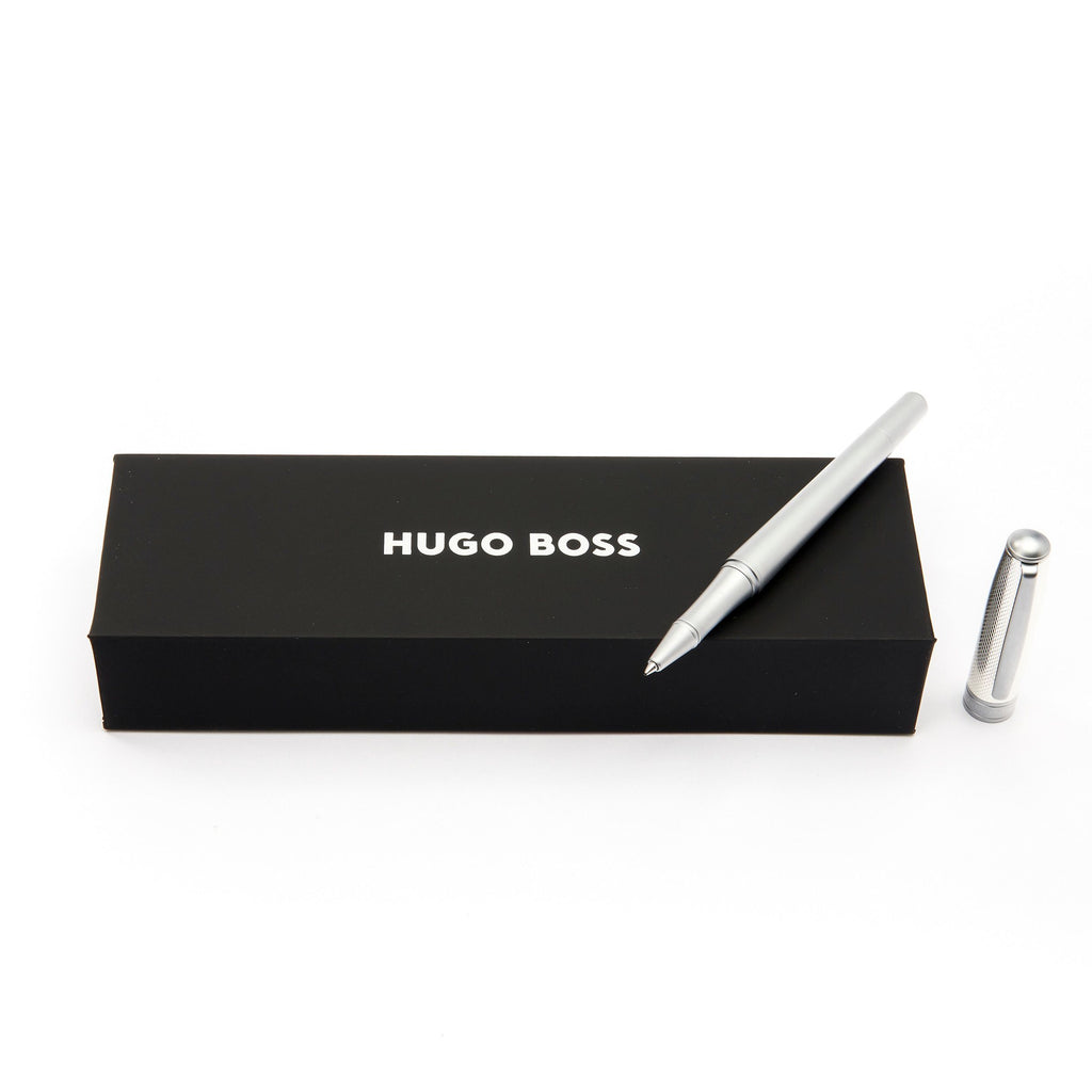 HUGO BOSS Silver Metal Rollerball pen with lacquered coated Essential