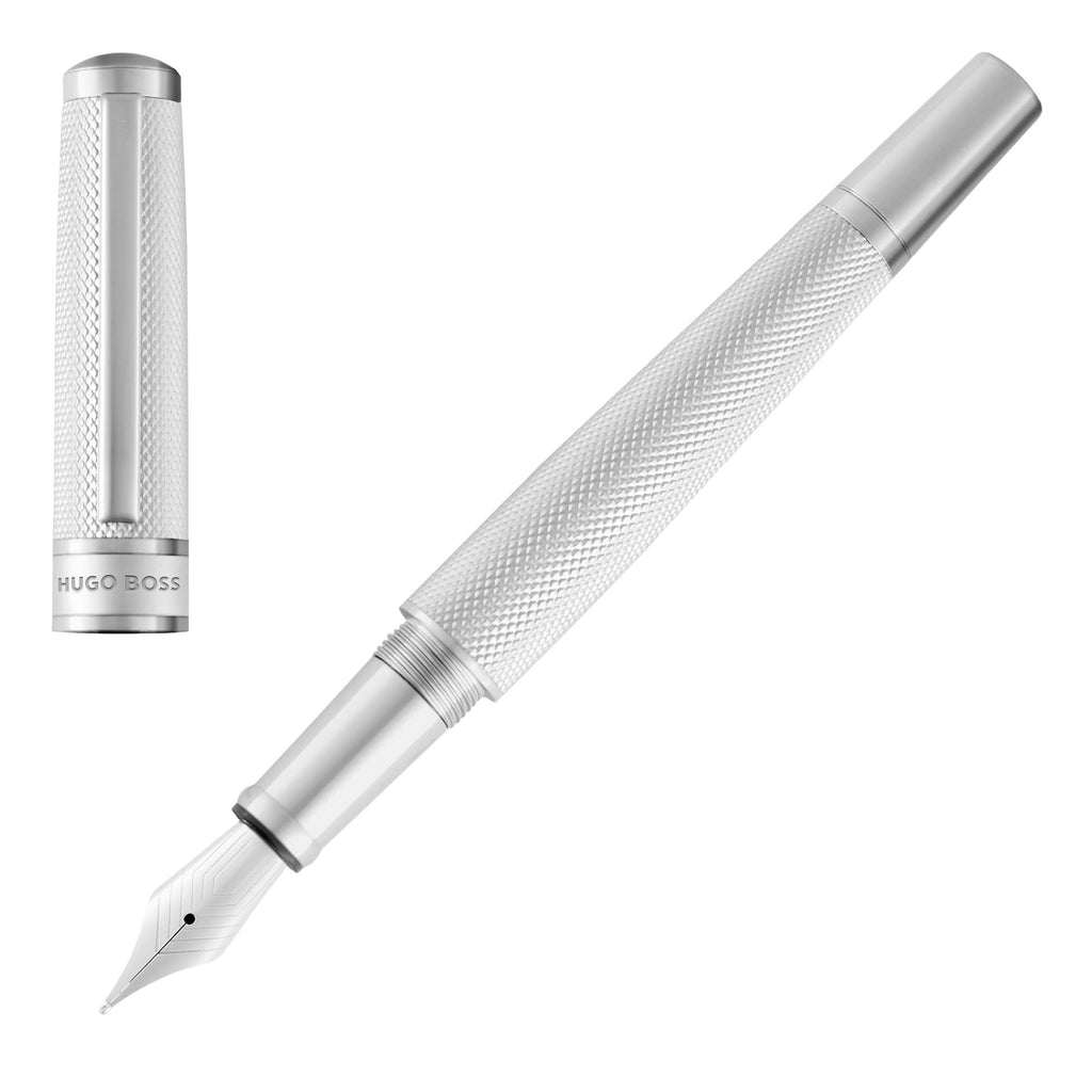 HUGO BOSS chrome-plated fountain pen Totem with srewed cap