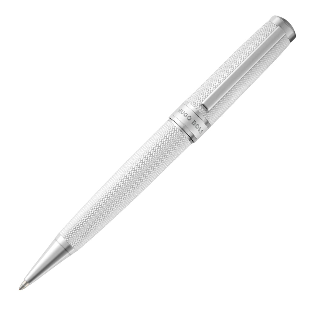 HUGO BOSS chrome ballpoint pen Totem with chrome mid-ring and logo