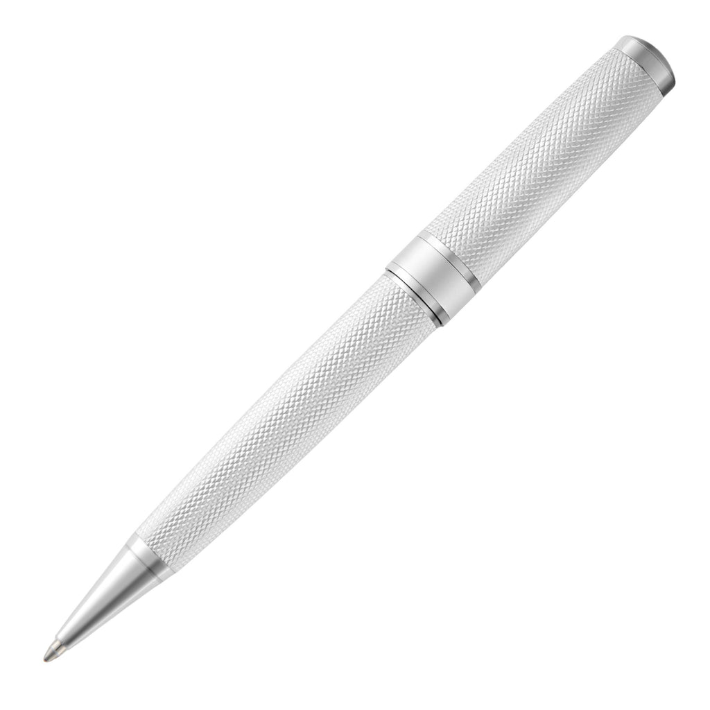 HUGO BOSS chrome ballpoint pen Totem with chrome mid-ring and logo