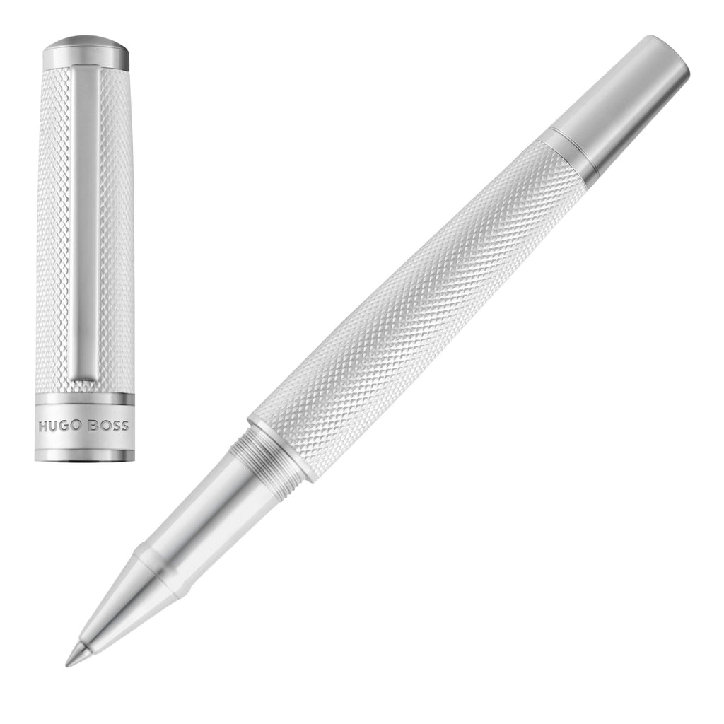 HUGO BOSS chrome-plated Rollerball pen Totem in engraved pattern body