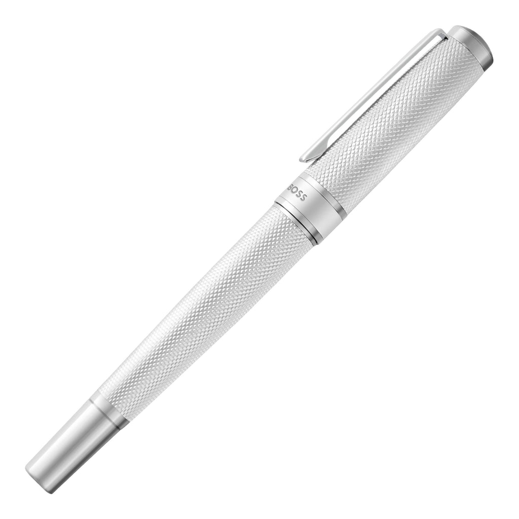 HUGO BOSS chrome-plated Rollerball pen Totem in engraved pattern body