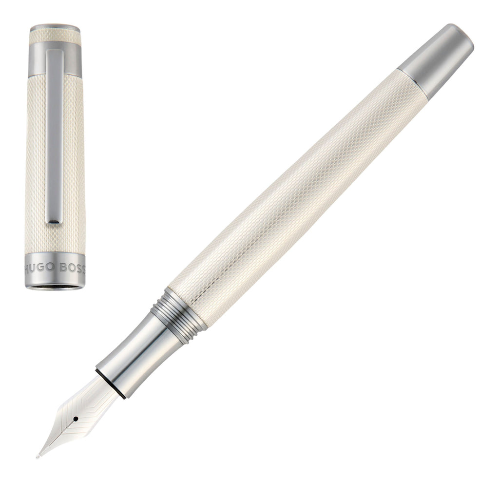 HUGO BOSS silver plated fountain pen Eclat with diamond cut pattern