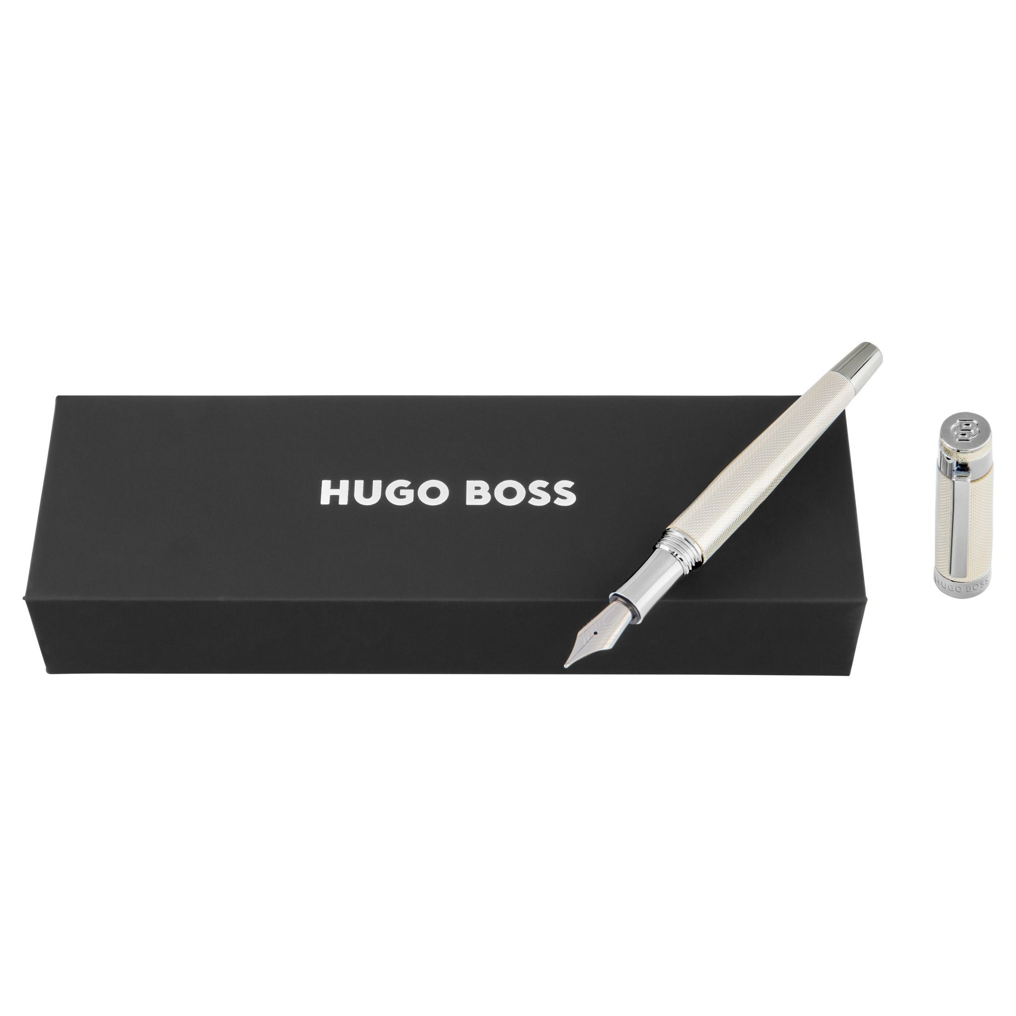 HUGO BOSS silver plated fountain pen Eclat with diamond cut