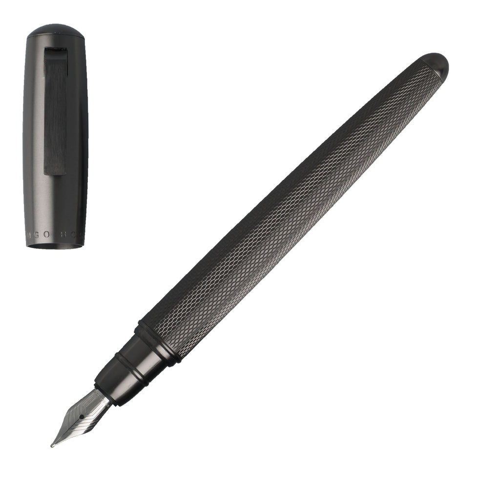 Pen set HUGO BOSS Matte Dark Chrome Rollerball pen & Fountain pen Pure