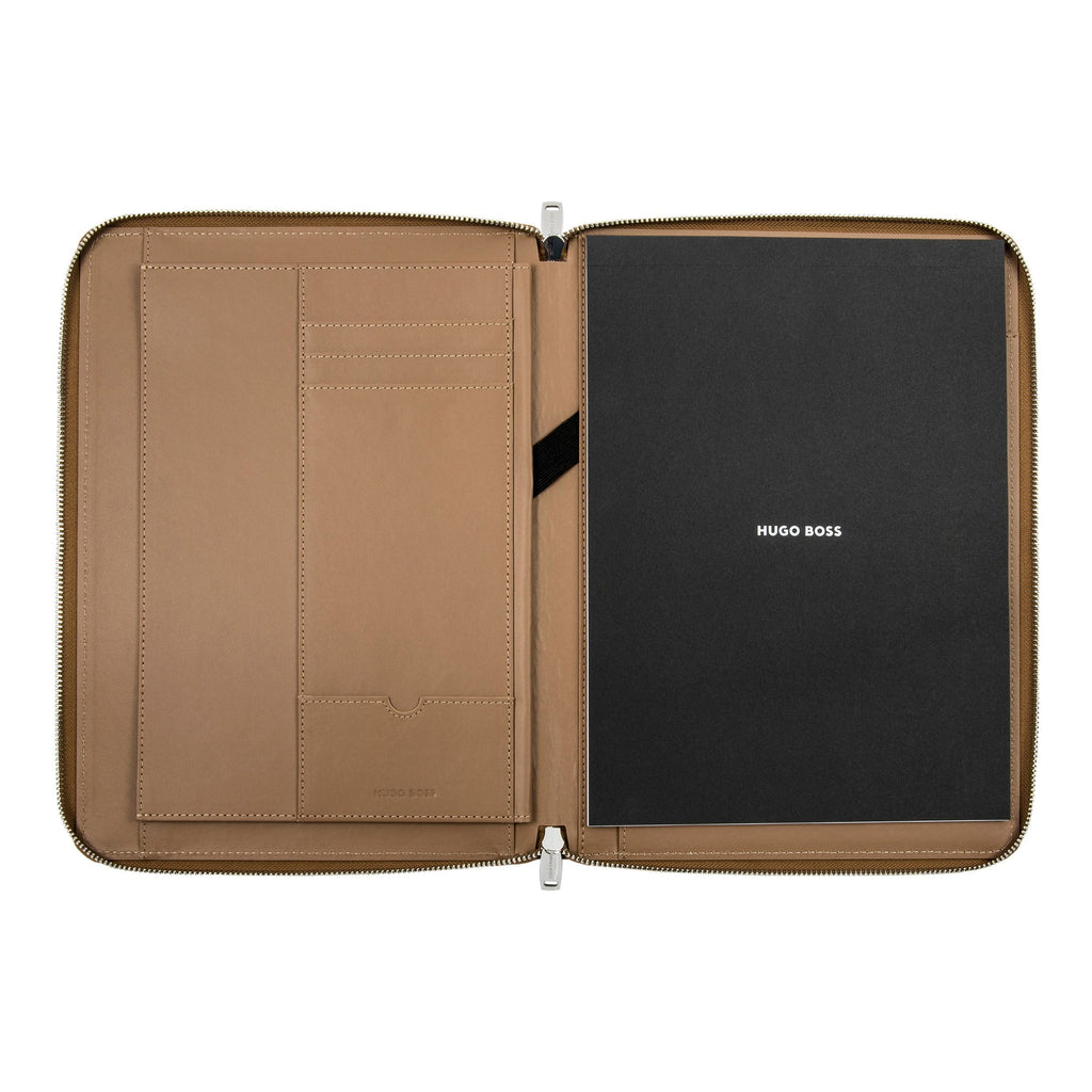  HUGO BOSS A4 zipped Camel Faux leather Conference folder Pure Iconic