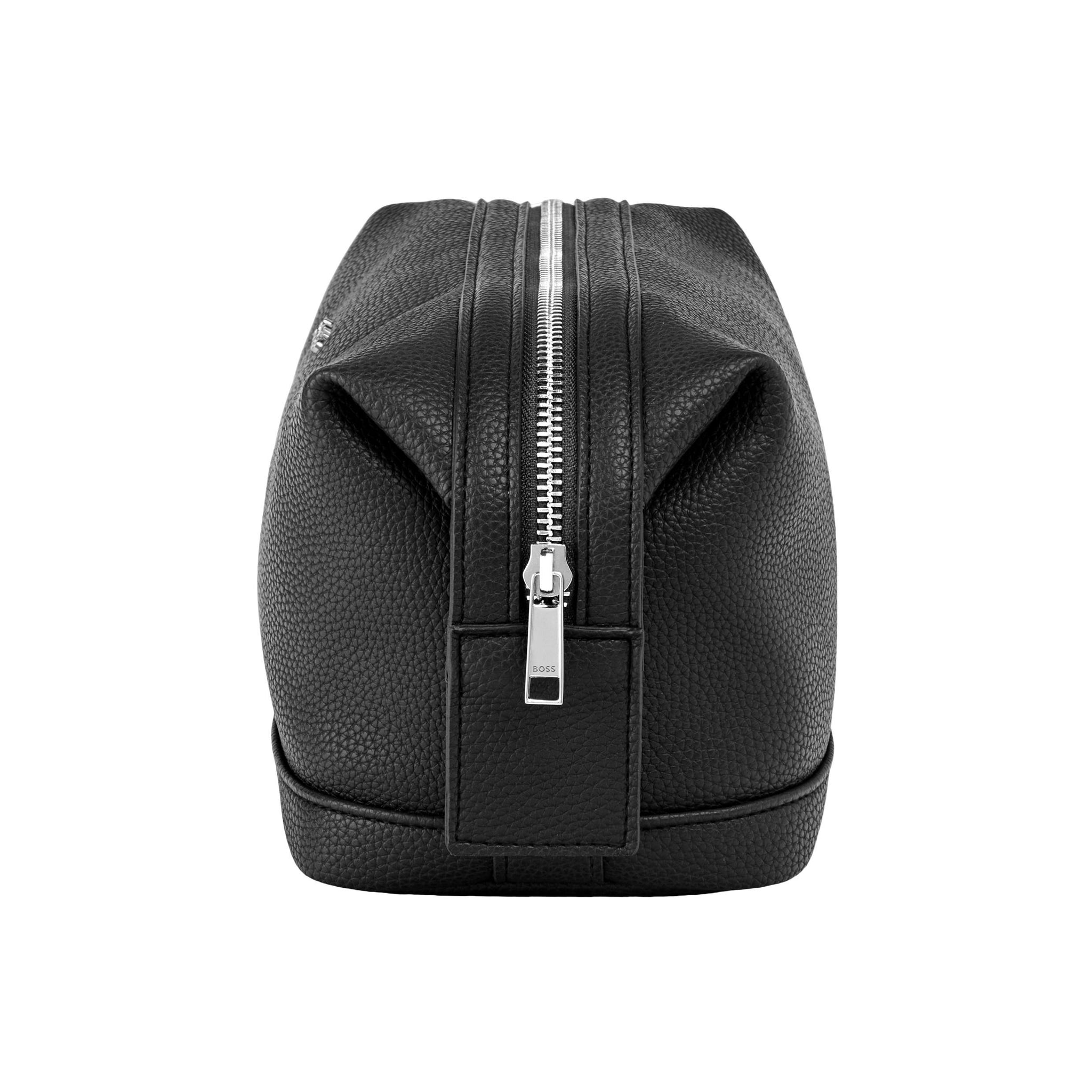 BOSS black toiletry case Classic Grained with chrome metal closure