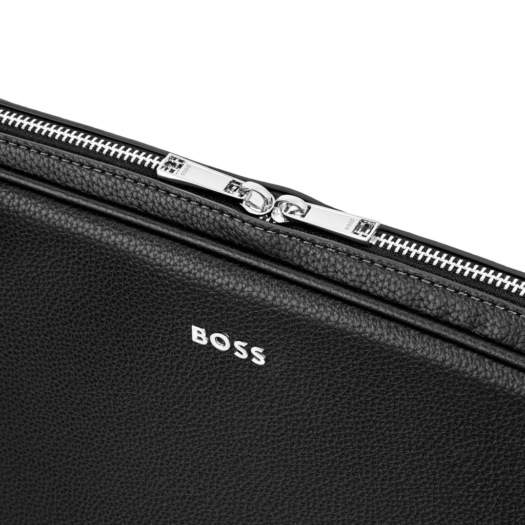 Black laptop bag computer sleeve with BOSS silver metal plate