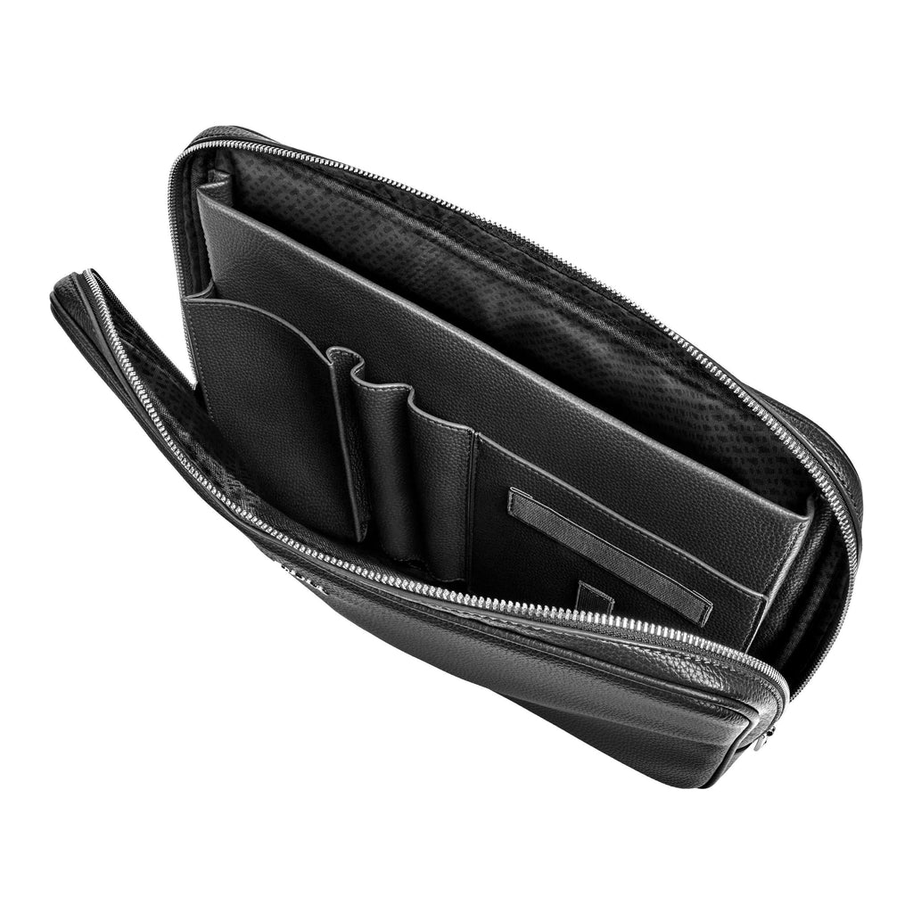 Black laptop bag & computer sleeve with BOSS silver metal plate
