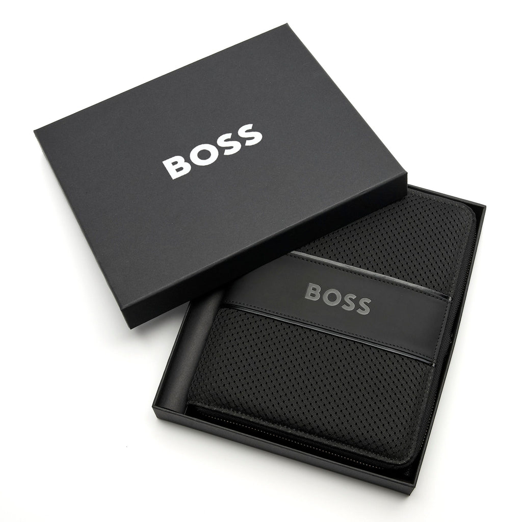 BOSS Black A5 Zipped Conference folder with oversized embossed logo