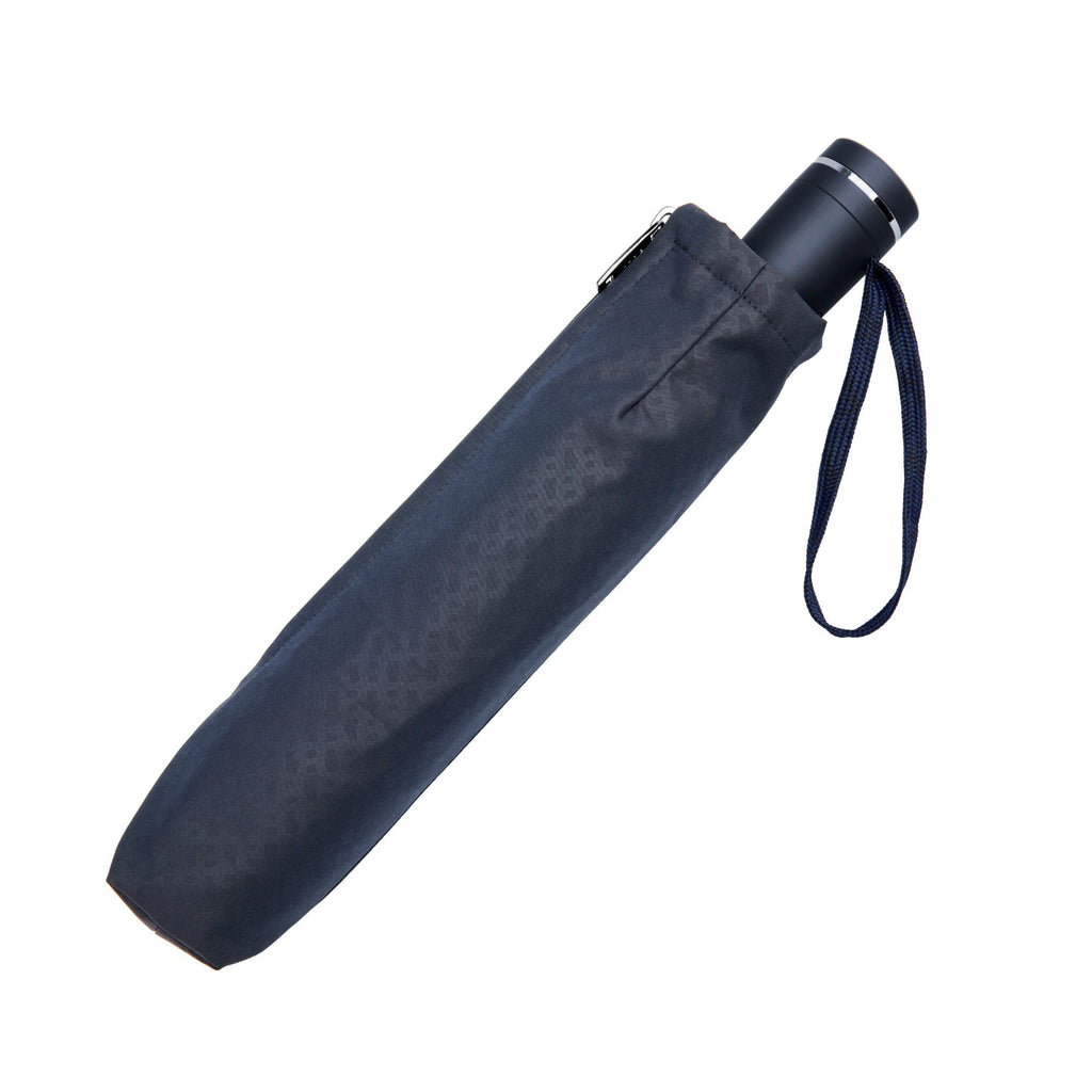 BOSS navy umbrella with a handle on a white background
