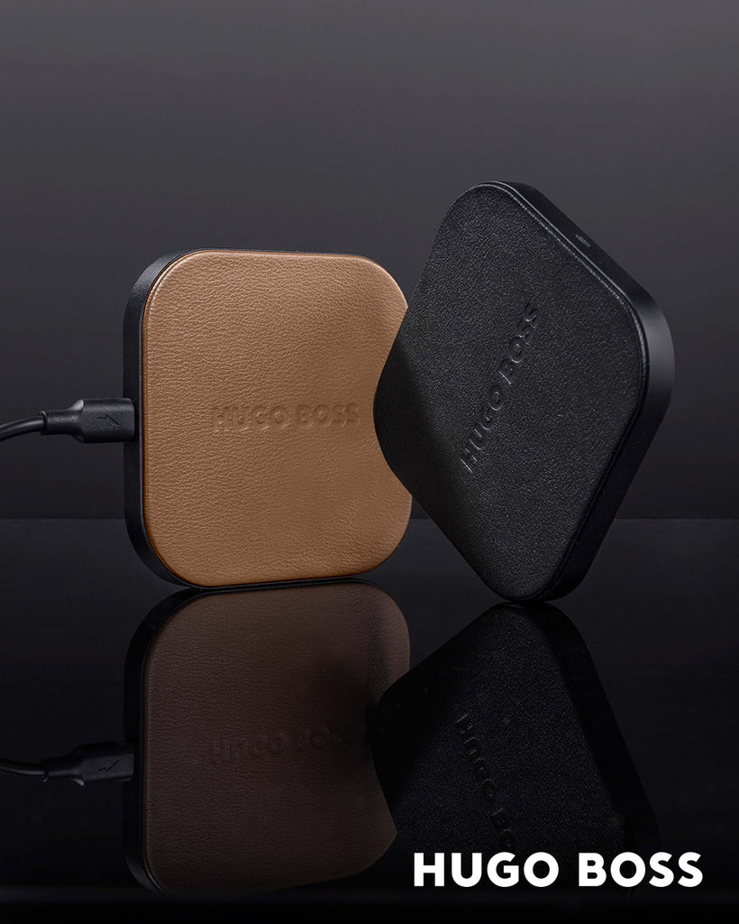 Men's designer charger Hugo Boss trendy black wireless charger ICONIC