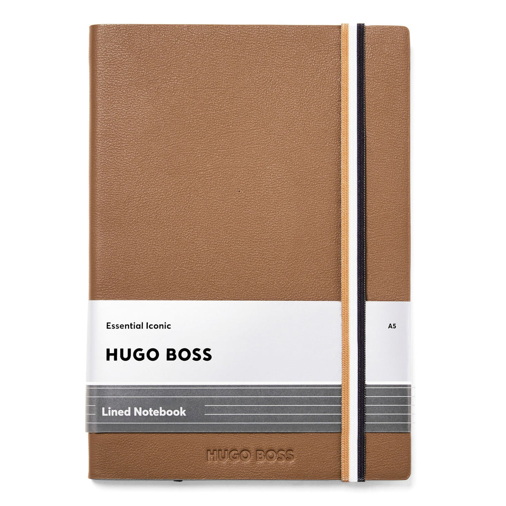 Mens designer notebook HUGO BOSS A5 Notebook Iconic Camel Lined
