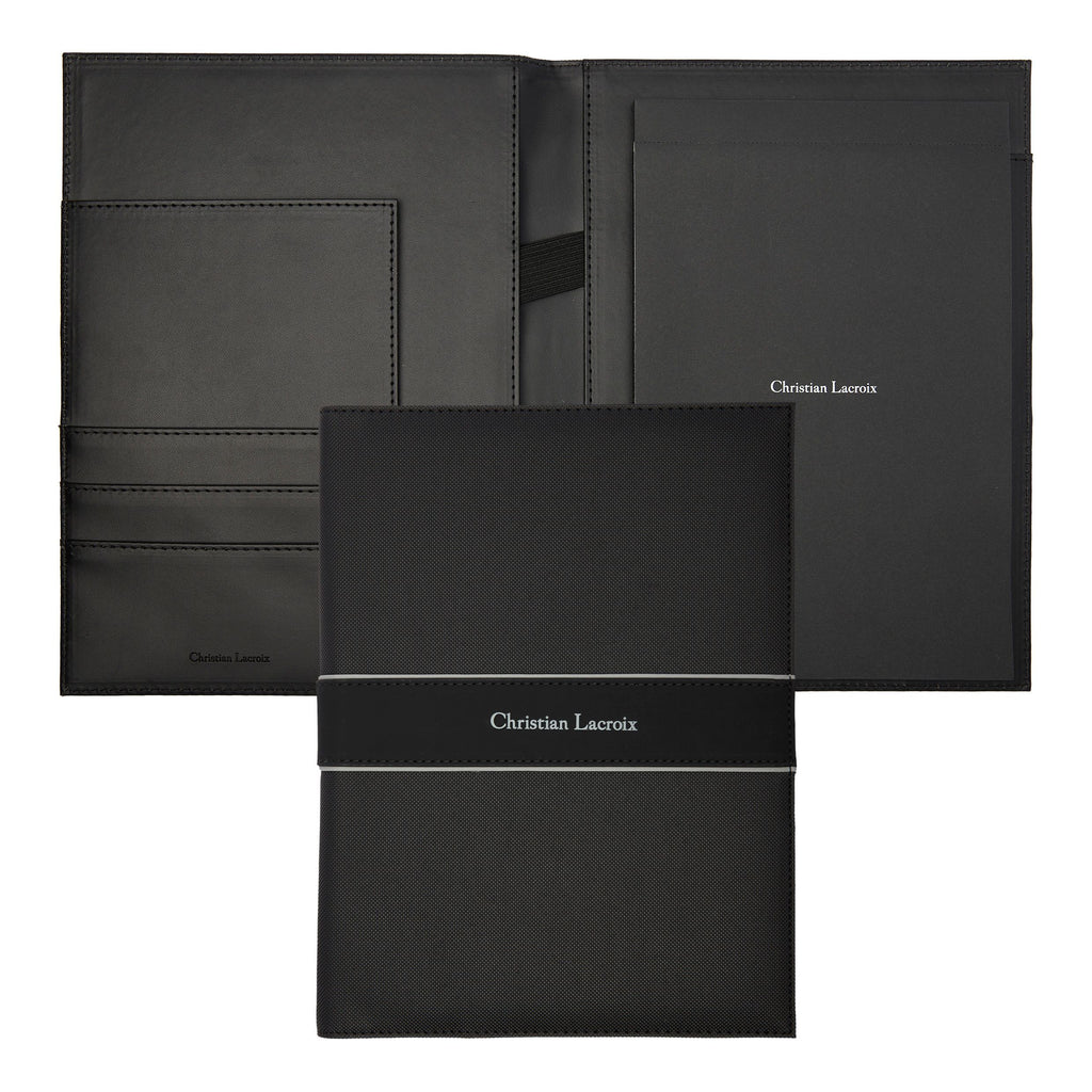 CHRISTIAN LACROIX Men's Black diamond-like texture A5 Folder Caprio