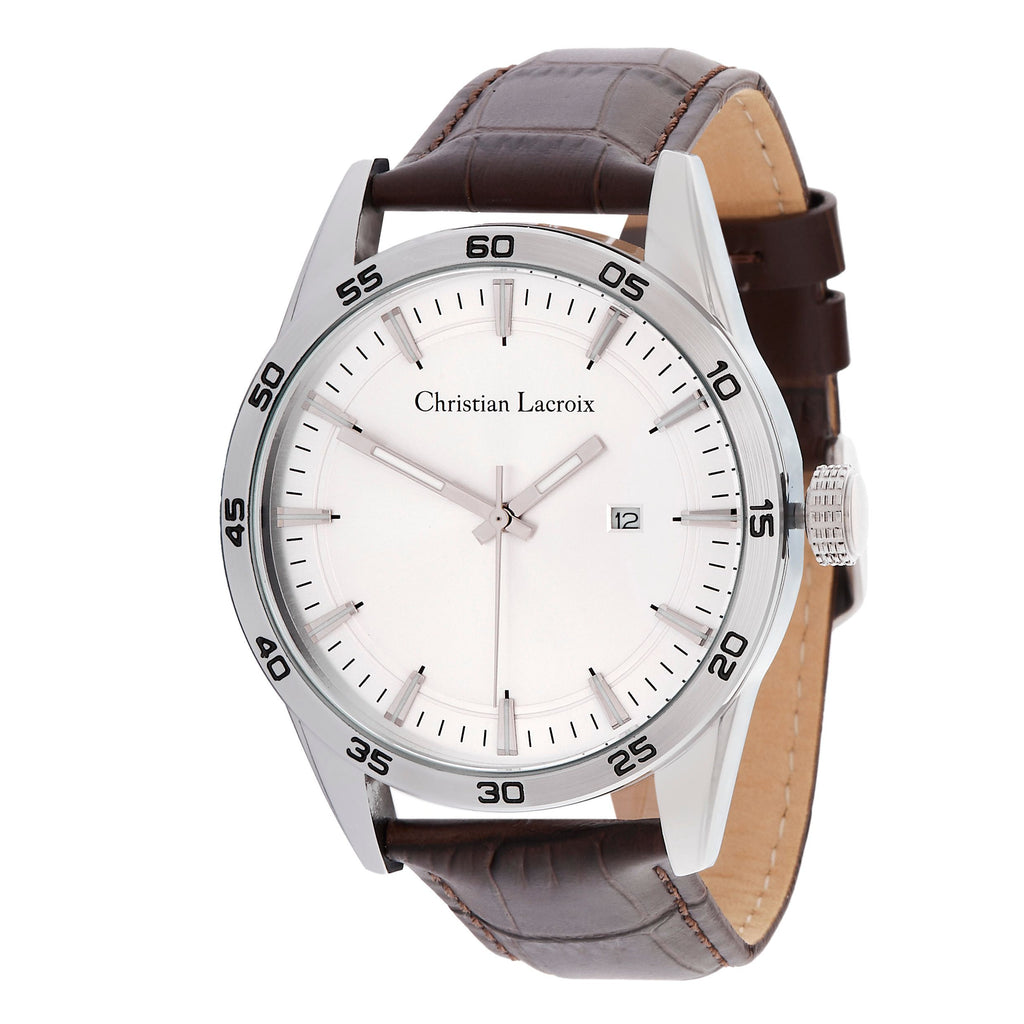 Men's elegant watches CHRISTIAN LACROIX Brown/Silver Date watch Tempus