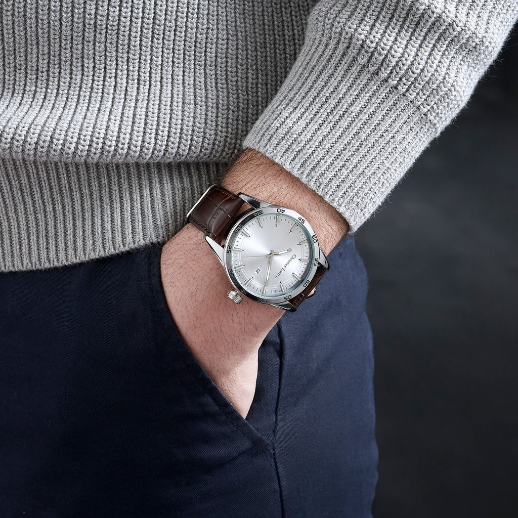 Men's elegant watches CHRISTIAN LACROIX Brown/Silver Date watch Tempus
