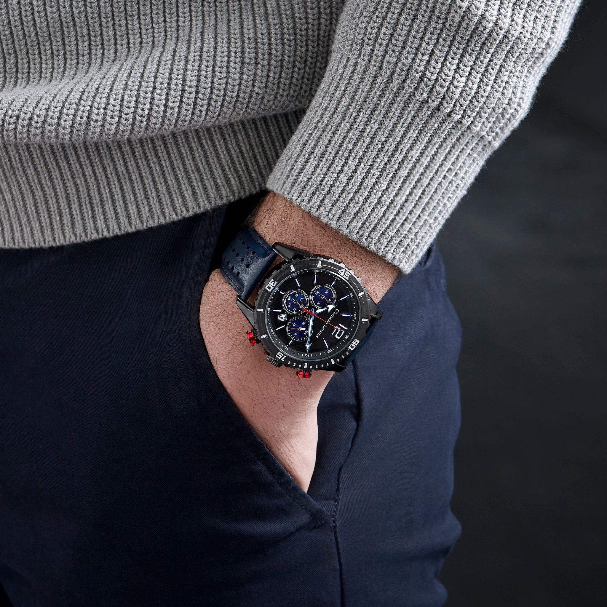 Luxury unisex watches CHRISTIAN LACROIX Navy & Black Chronograph