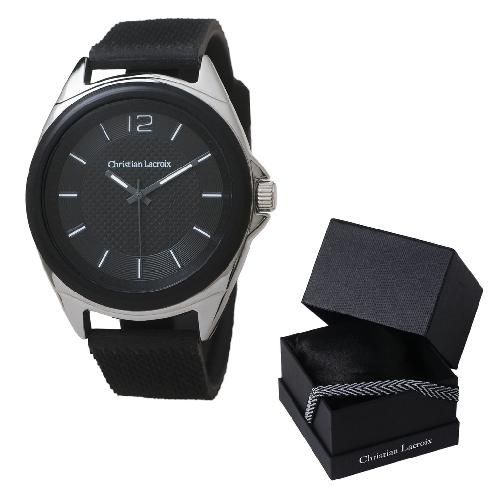 Corporate gifts Christian Lacroix Watches in Black Rubber band Rhombe
