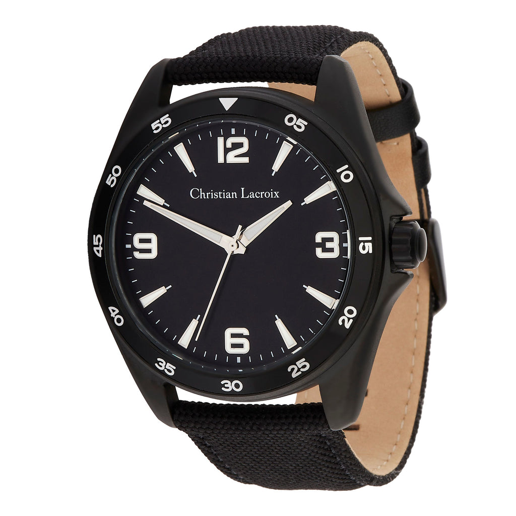 Men's elegant diver watches CHRISTIAN LACROIX black watch Caprio 