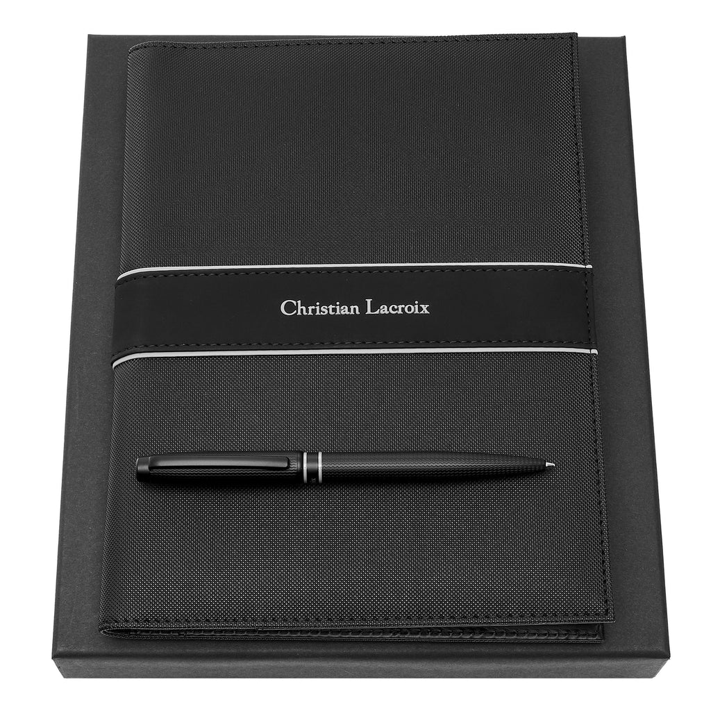 Sets CHRISTIAN LACROIX Black Caprio ballpoint pen & A5 folder Caprio