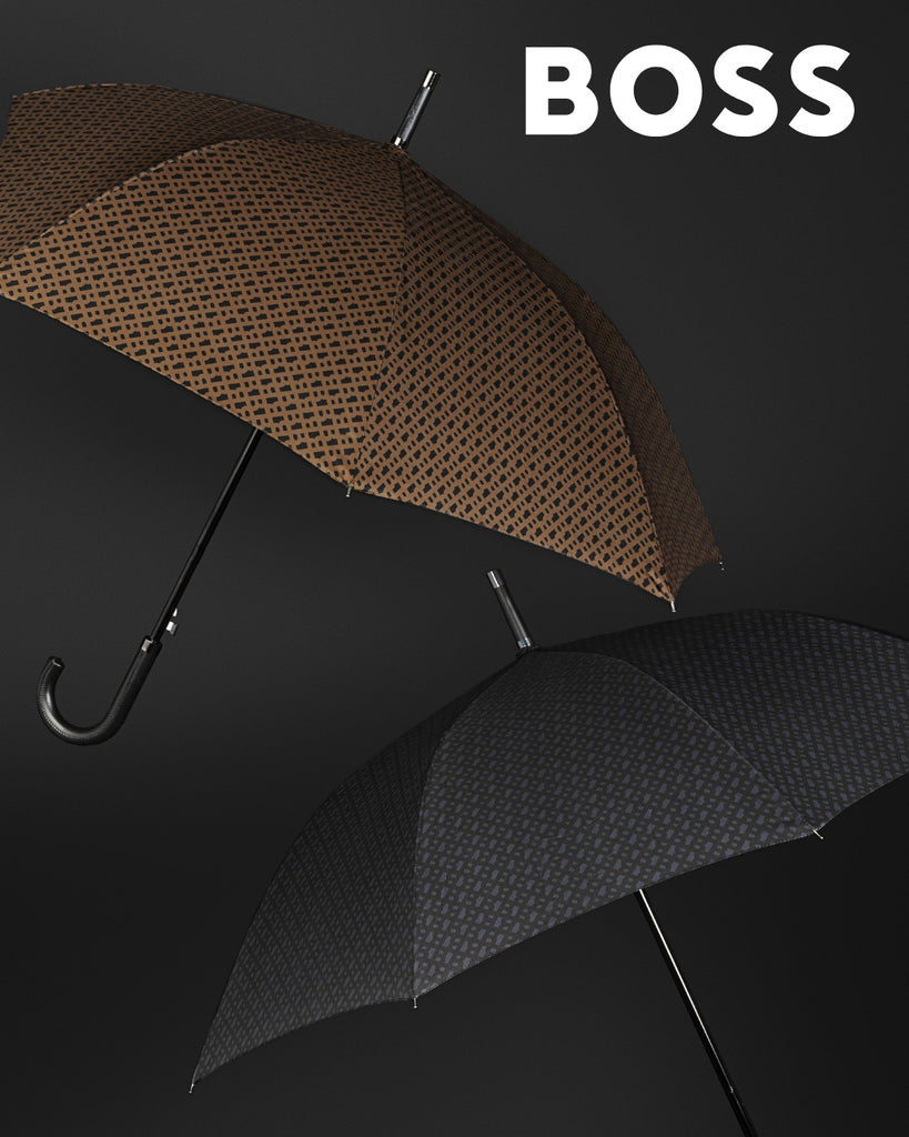 Men's elegant umbrella Hugo Boss trendy dark grey umbrella Monogramme