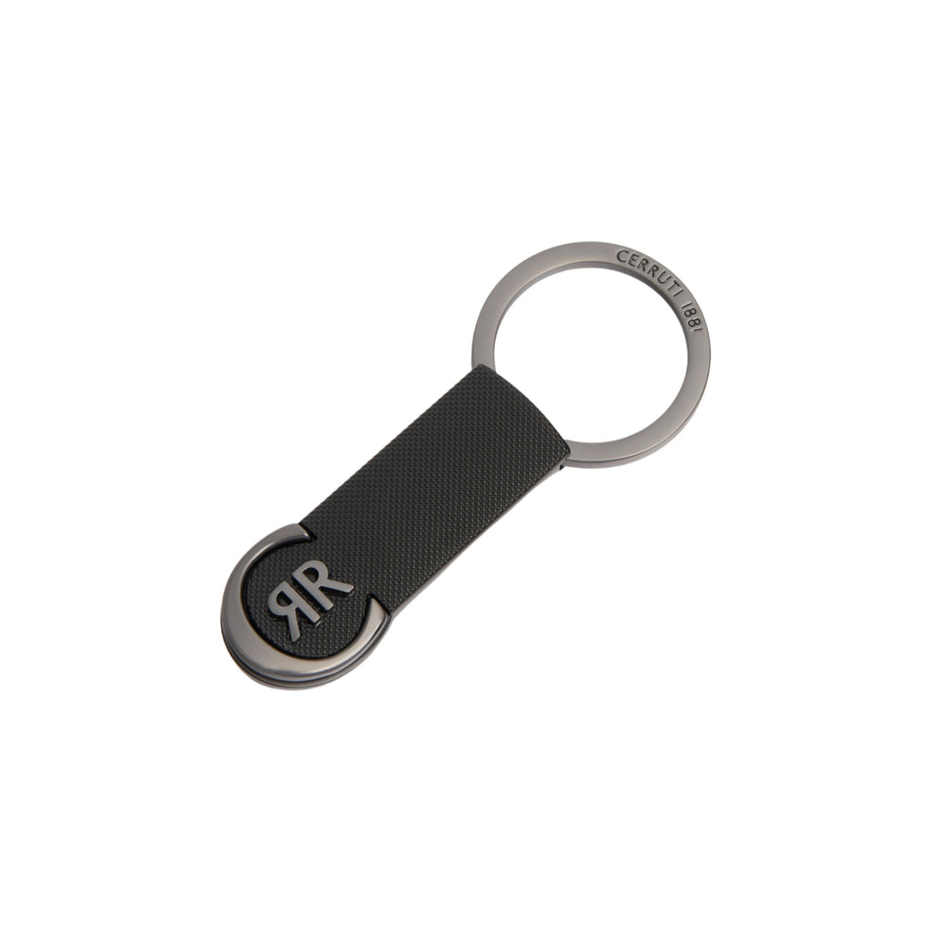 CERRUTI 1881 Black Key ring Belgravia with gun-metal plated CRR logo