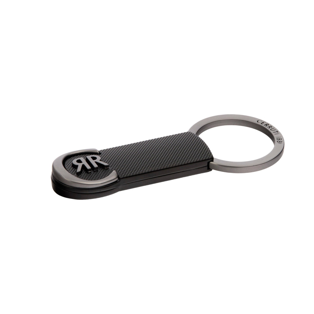 CERRUTI 1881 Black Key ring Belgravia with gun-metal plated CRR logo