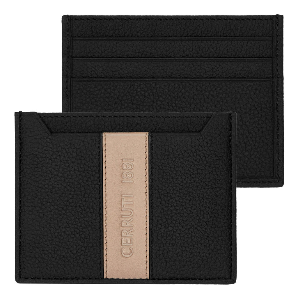 Men's small leather goods CERRUTI 1881 Taupe & Black Card holder Delano