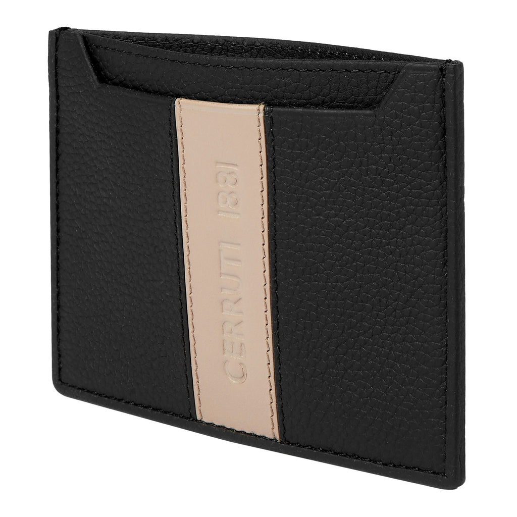 Men's small leather goods CERRUTI 1881 Taupe & Black Card holder Delano