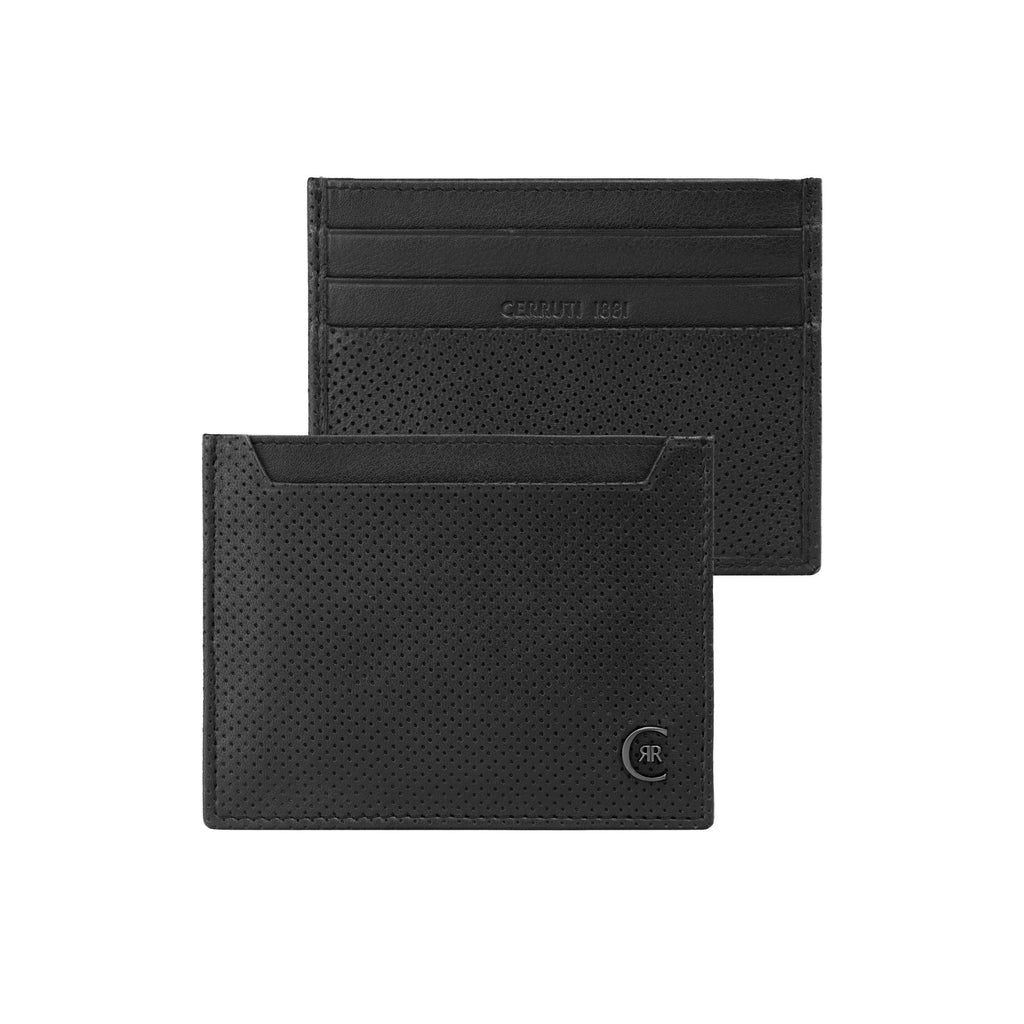 Business card cases CERRUTI 1881 Black Leather Card holder Islington 