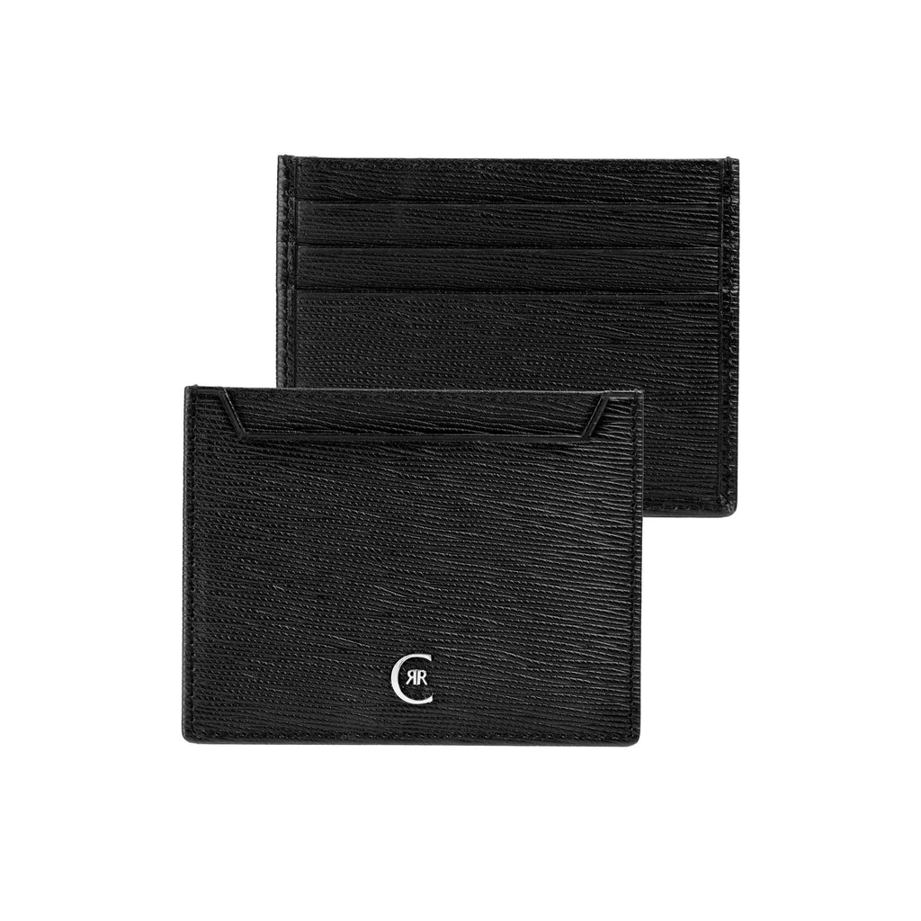 Set with CERRUTI 1881 chrome ballpoint pen, key ring & black card holder