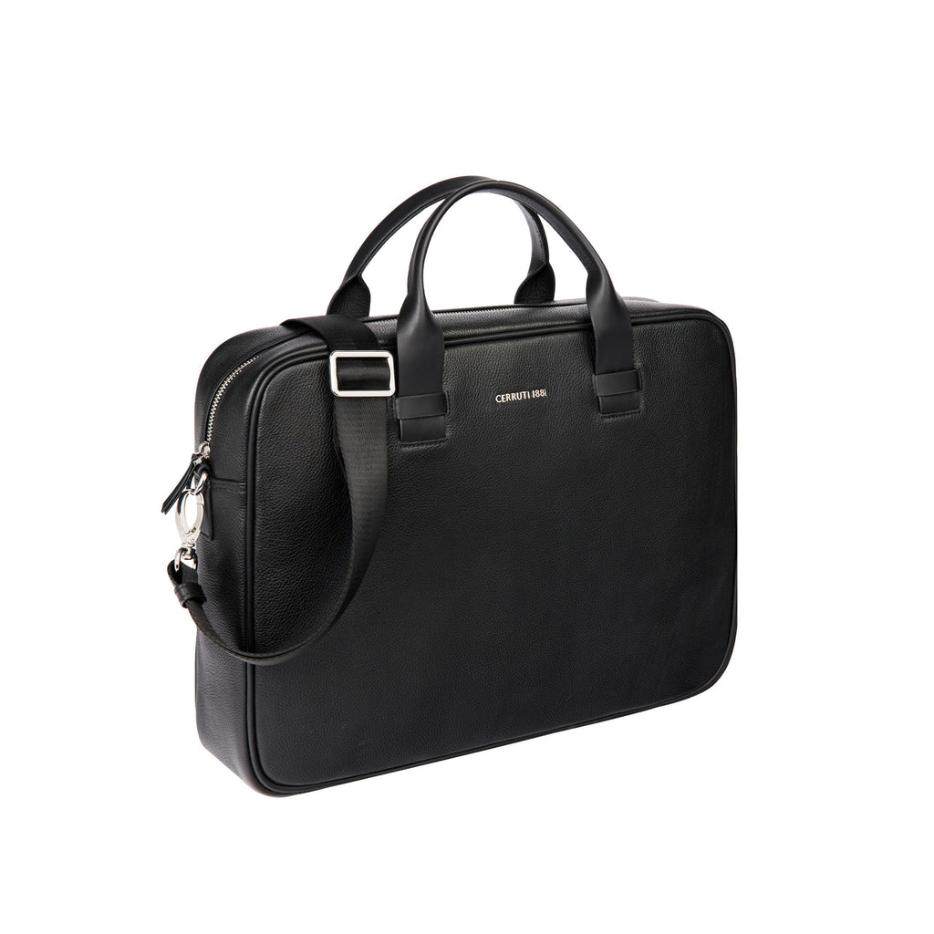 Business travel briefcases CERRUTI 1881 Black leather Document bag Newton