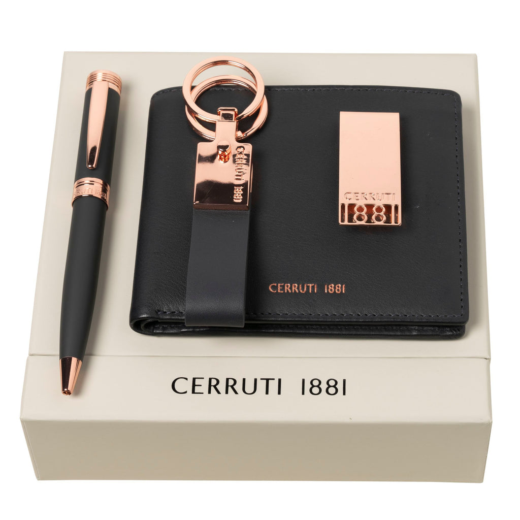 Best set CERRUTI 1881 ballpoint pen, money clip, key ring & wallet Zoom