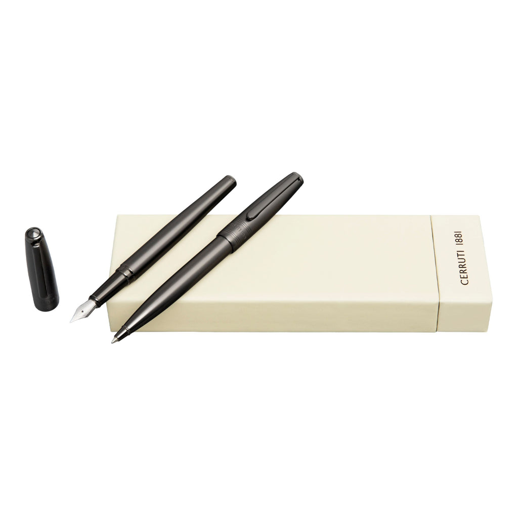 Pen set with CERRUTI 1881 gun-plated ballpoint pen & fountain pen City