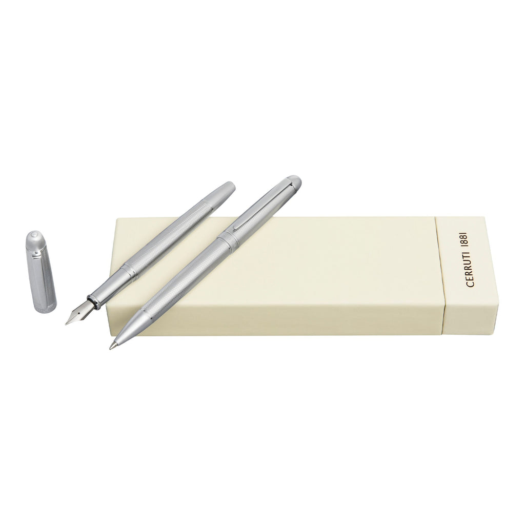 Set with CERRUTI 1881 chrome-plated ballpoint pen & fountain pen Holborn