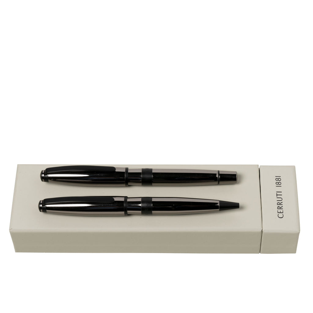 Elegant pen set CERRUTI 1881 Gun ballpoint pen & fountain pen Bicolore 