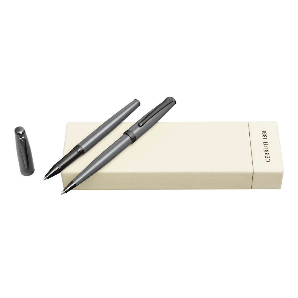 Sets with CERRUTI 1881  grey ballpoint pen & rollerball pen Islington 