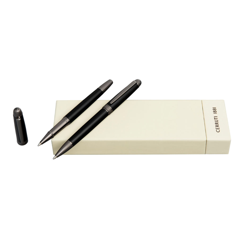 Set with CERRUTI 1881 black/gun ballpoint & rollerball pen Holborn 