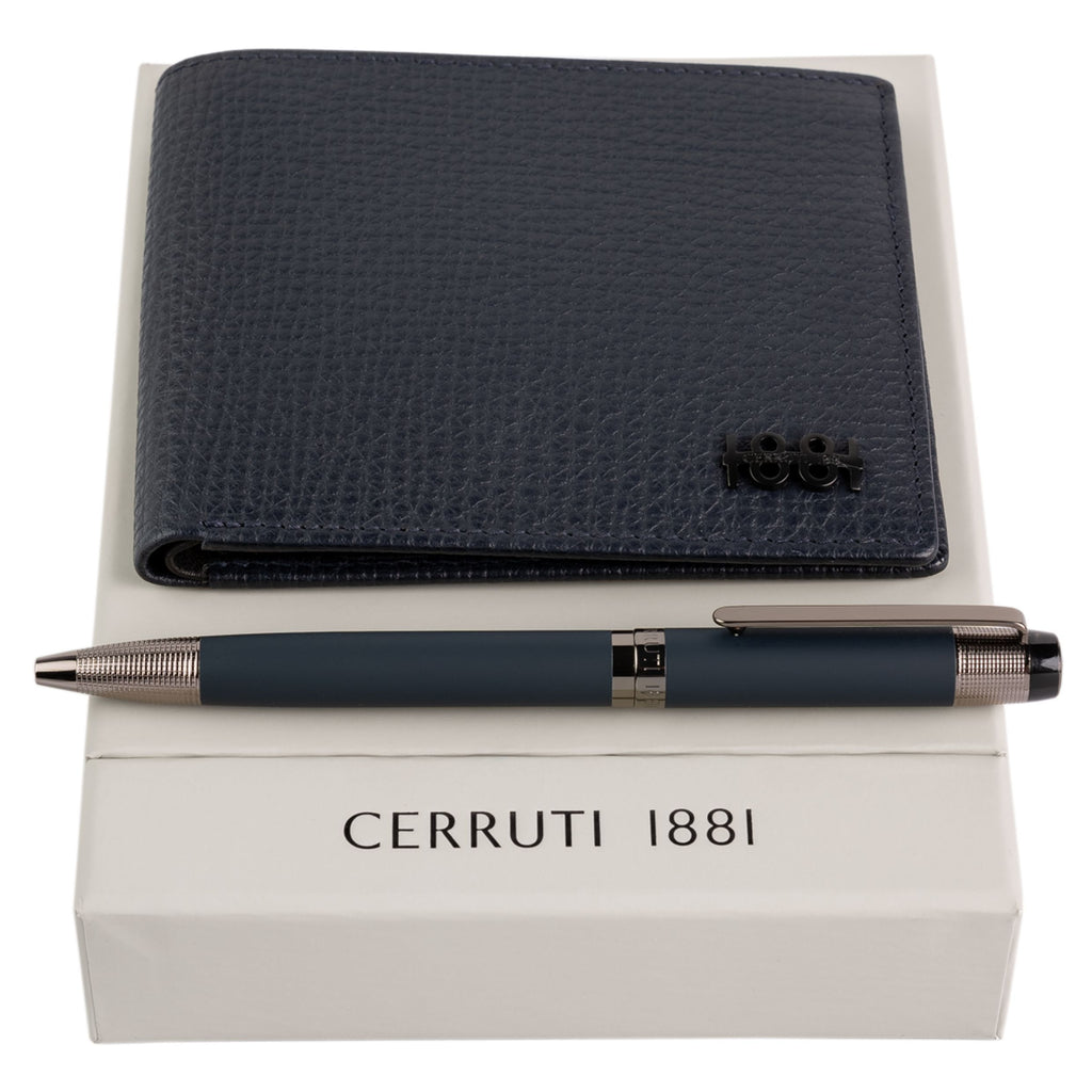 Gift set for father's day CERRUTI 1881 Navy ballpoint pen & wallet