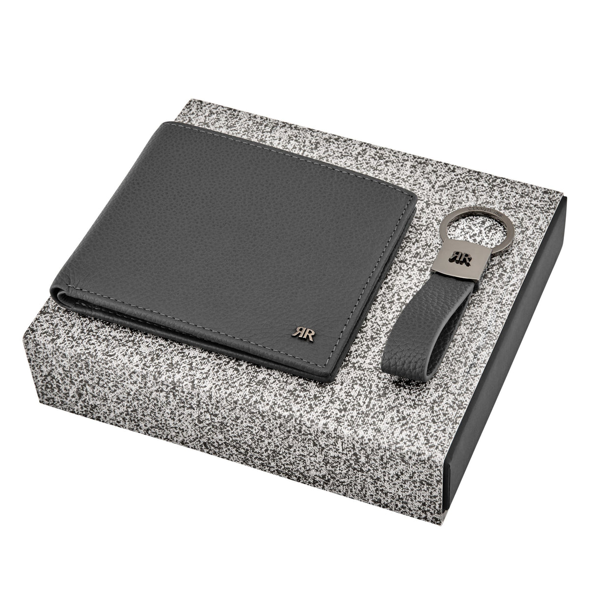 Set with CERRUTI 1881 black-plated key ring & grey wallet Jefferson ...