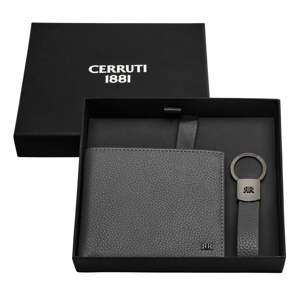 Set with CERRUTI 1881 black-plated key ring & grey wallet Jefferson ...
