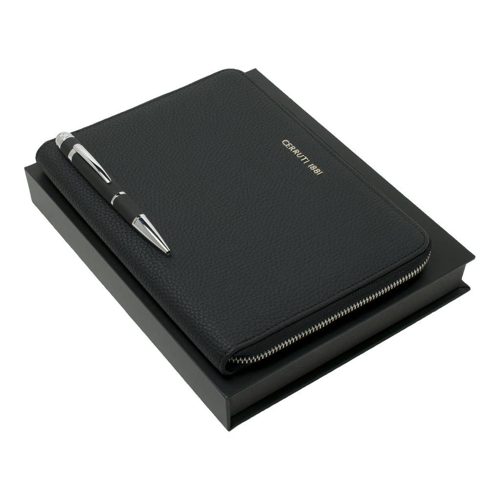 Best gift sets CERRUTI 1881 Black ballpoint pen & A5 conference folder