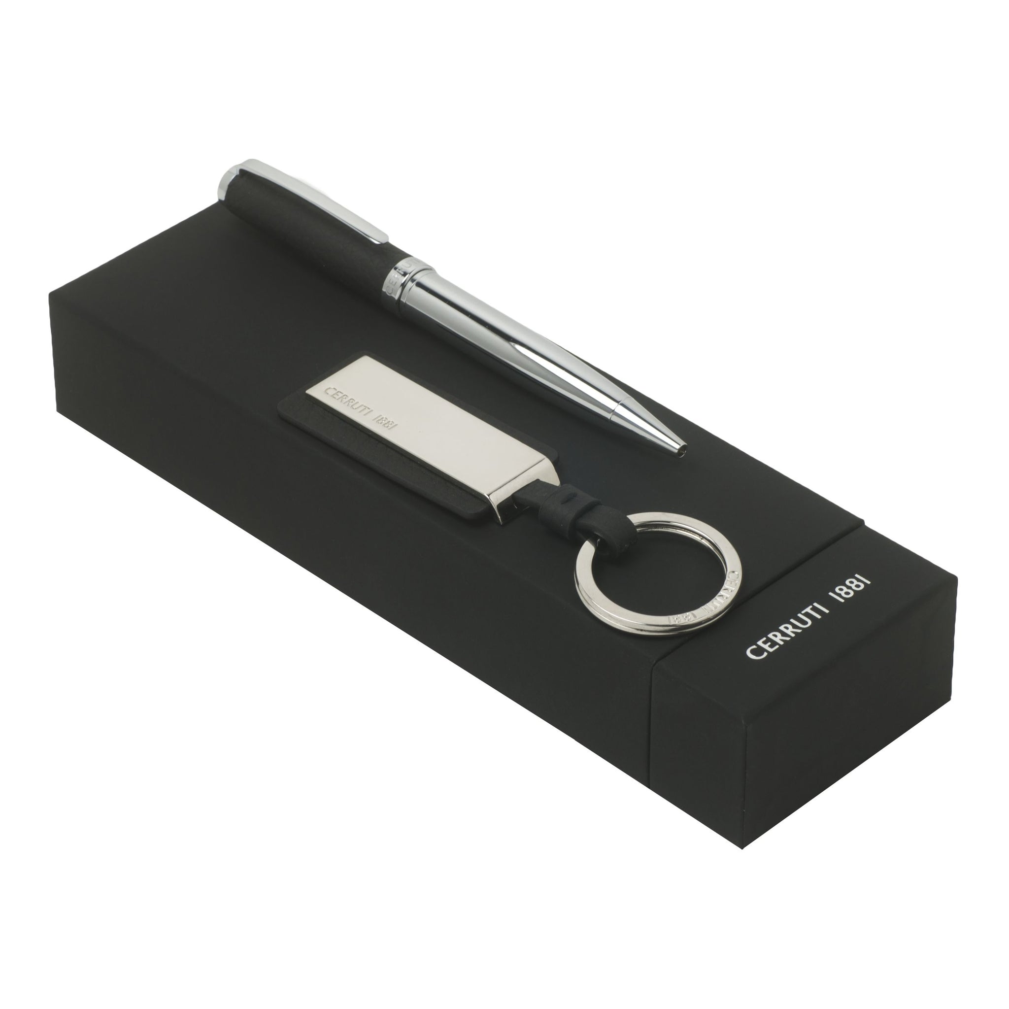 Corporate gift set CERRUTI 1881 Black ballpoint pen & key ring