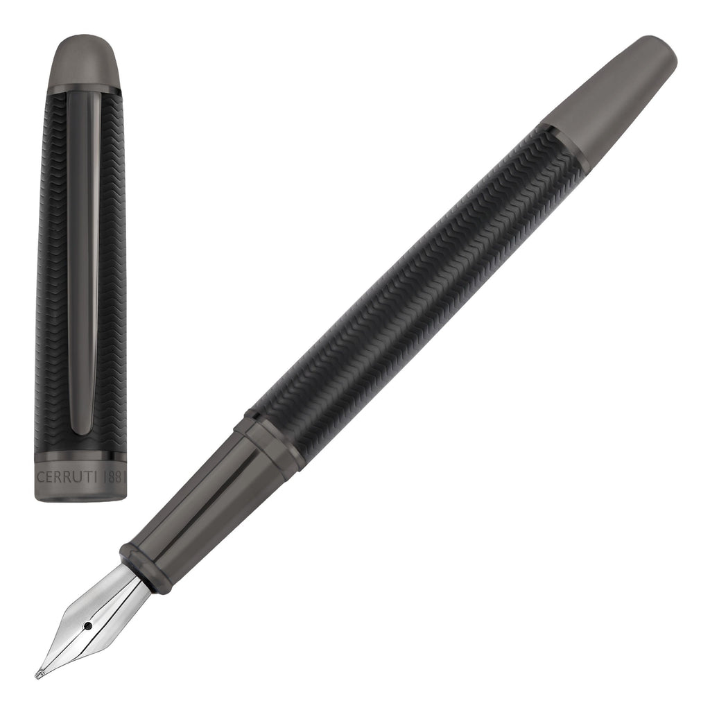 CERRUTI 1881 gun-plated fountain pen Holborn with black chevron pattern