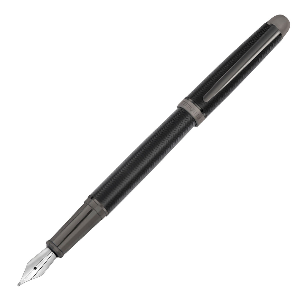 CERRUTI 1881 gun-plated fountain pen Holborn with black chevron pattern