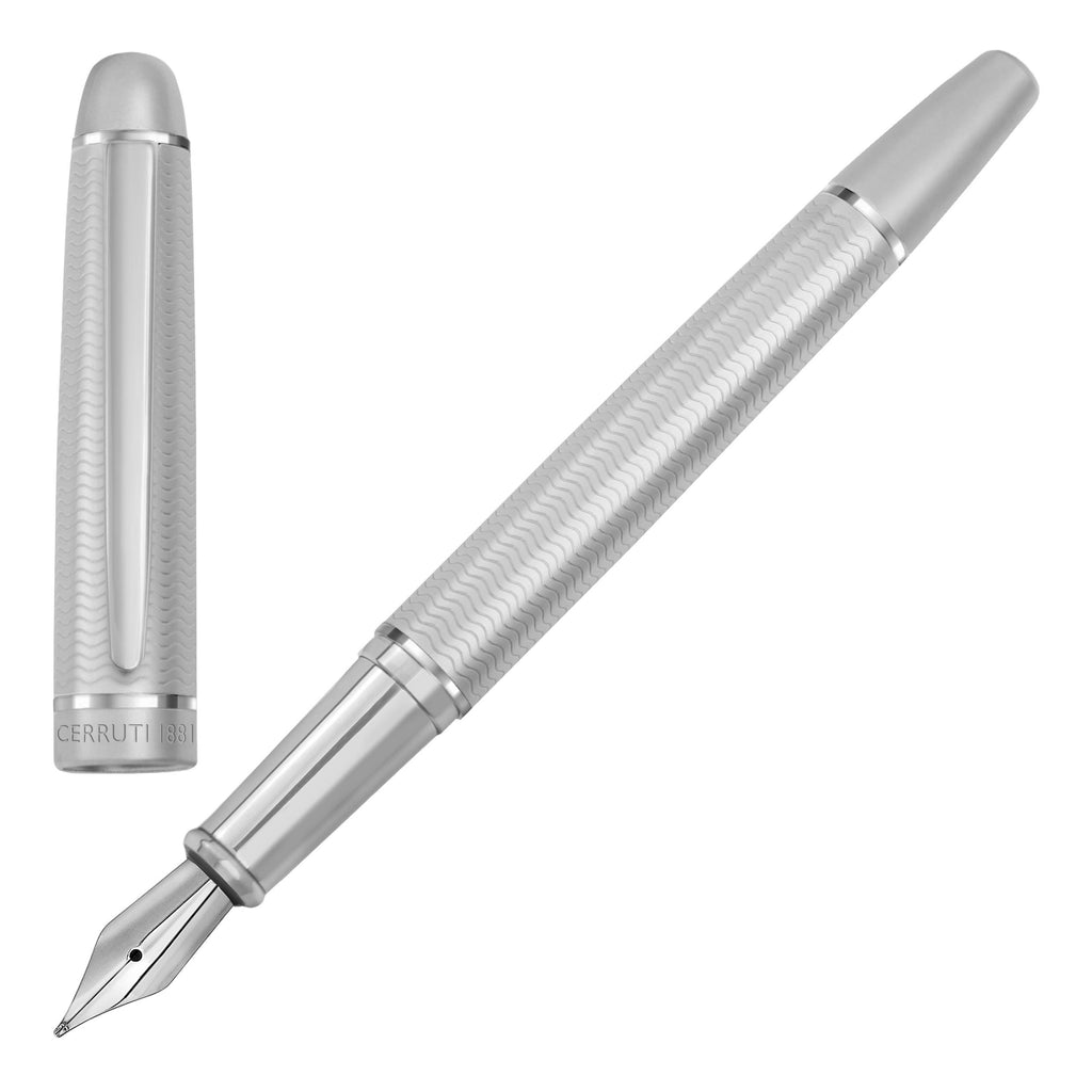 CERRUTI 1881 Fountain pen Holborn in chrome-plated chevron surface