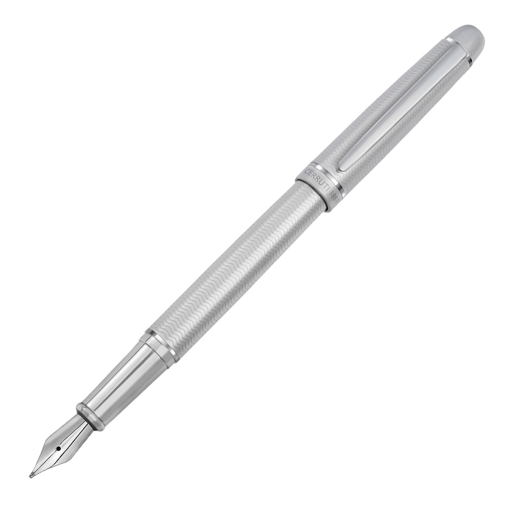 CERRUTI 1881 Fountain pen Holborn in chrome-plated chevron surface